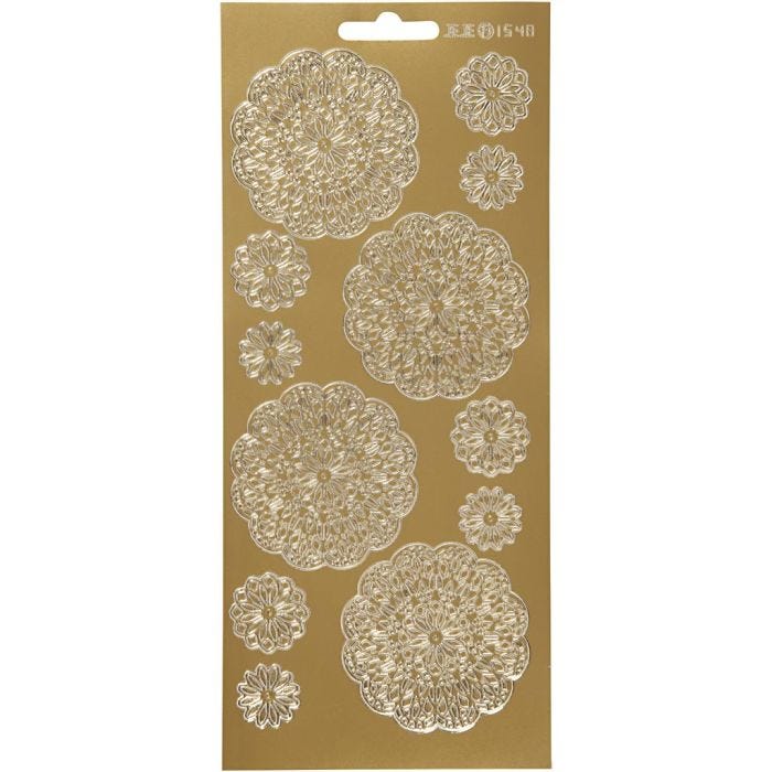 Stickers, blommor, ark 10x23 cm, guld, 1 ark