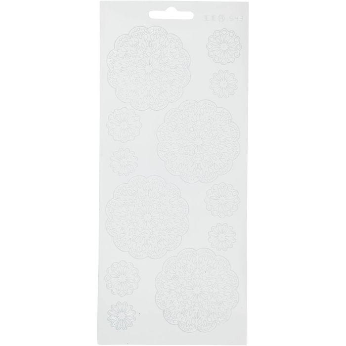 Stickers, blommor, ark 10x23 cm, vit, 1 ark