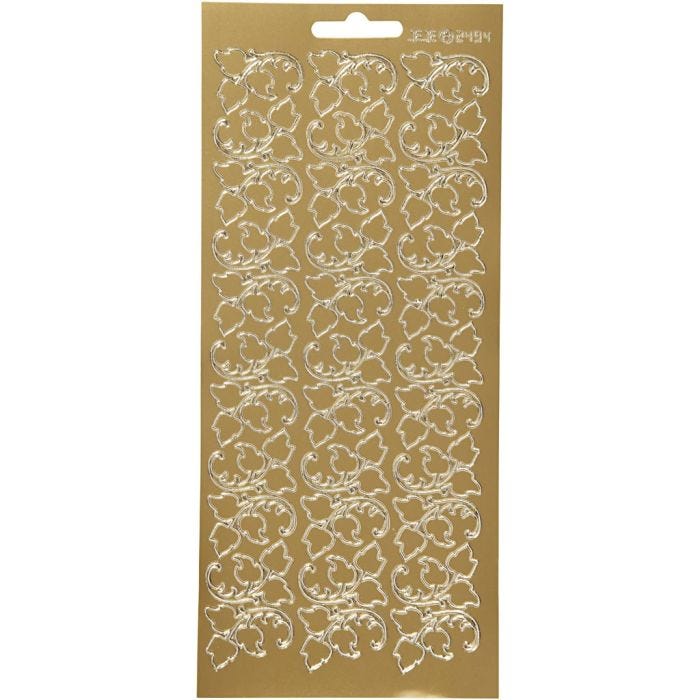 Stickers, blad, 10x23 cm, guld