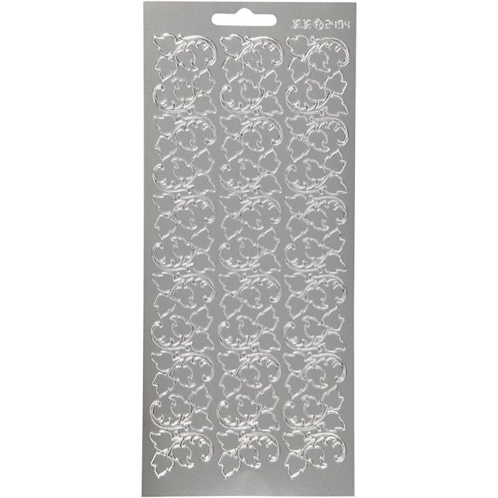 Stickers, blad, 10x23 cm, silver