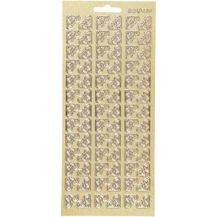 Stickers, hörn, ark 10x23 cm, guld, 1 ark
