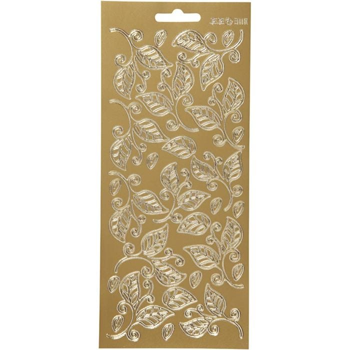Stickers, blad, 10x23 cm, guld