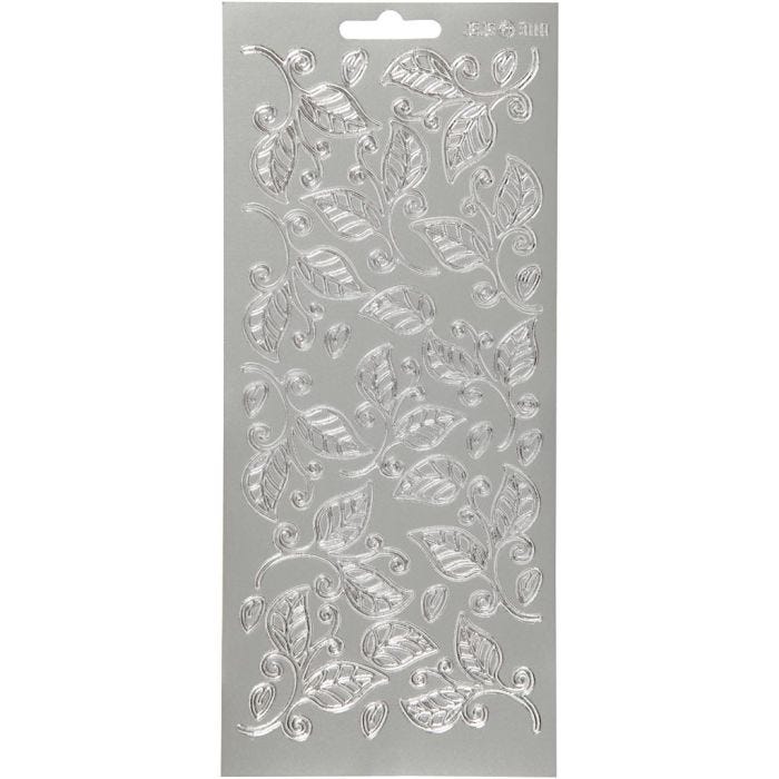 Stickers, blad, ark 10x23 cm, silver, 1 ark