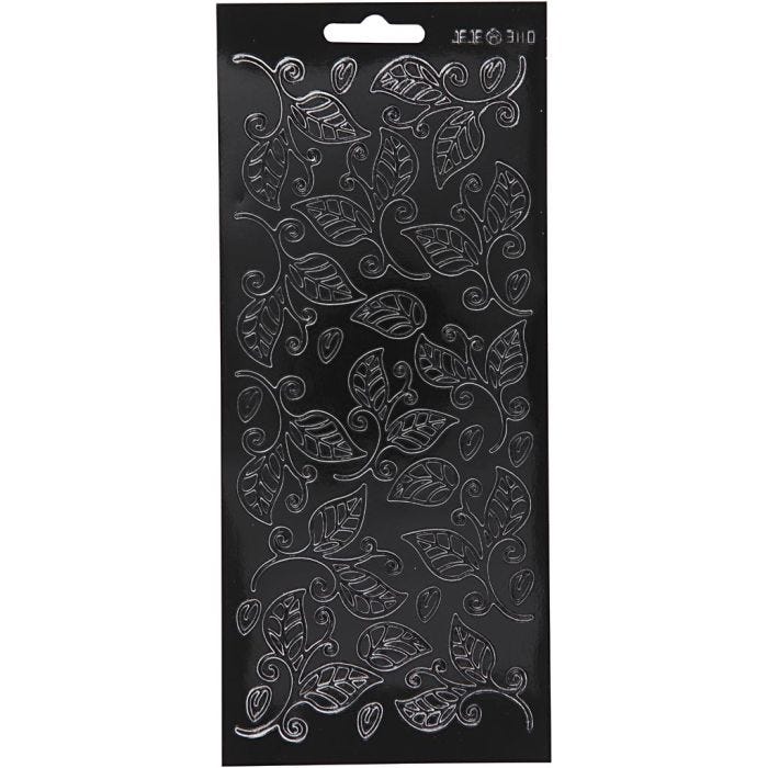 Stickers, blad, 10x23 cm, svart
