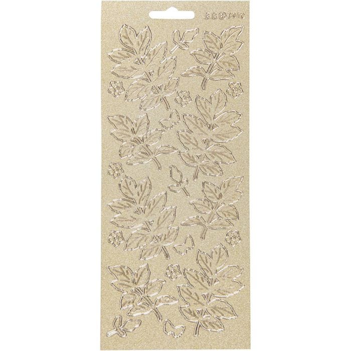 Stickers, blad, 10x23 cm, guld
