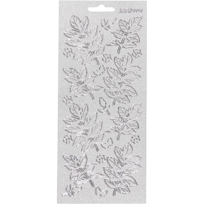Stickers, blad, 10x23 cm, silver