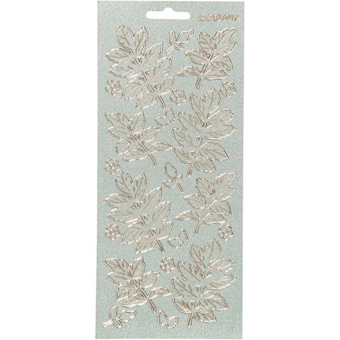 Stickers, blad, 10x23 cm, guld
