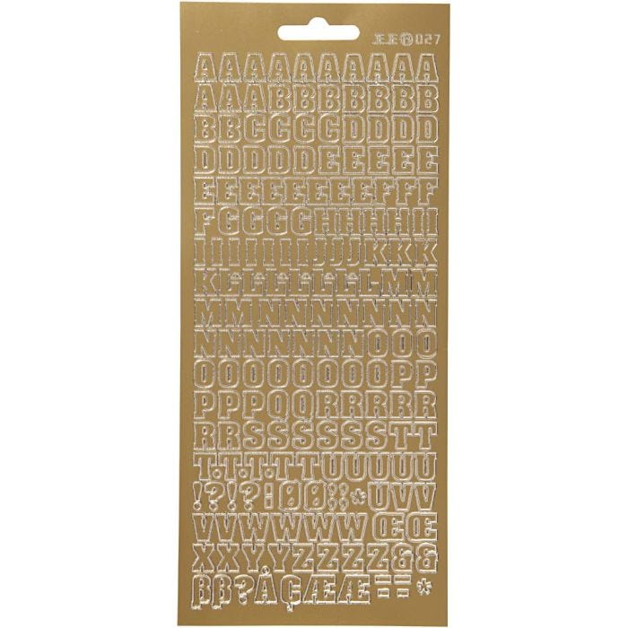 Stickers, bokstäver, ark 10x23 cm, guld, 1 ark