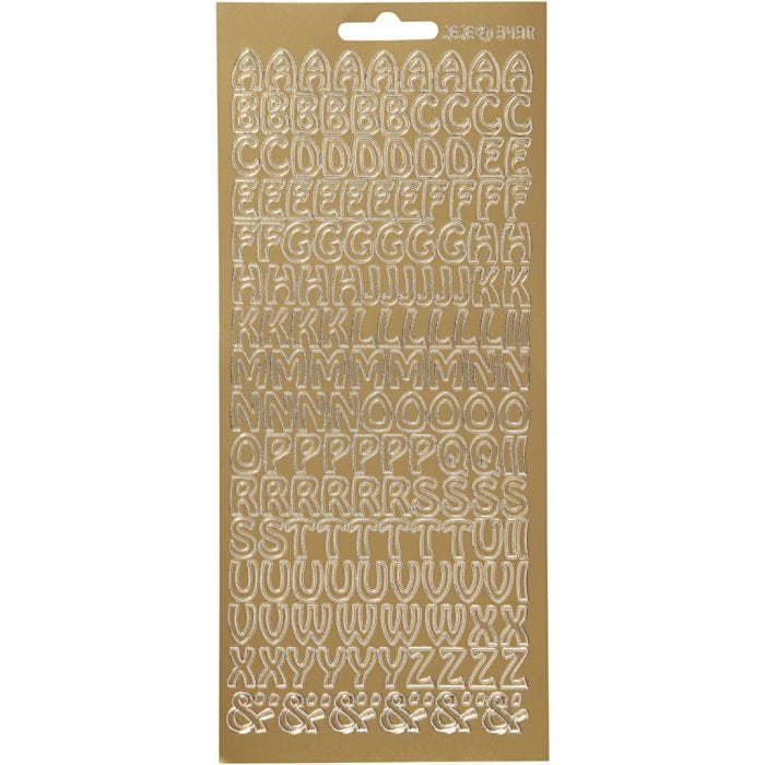 Stickers, bokstäver, ark 10x23 cm, guld, 1 ark
