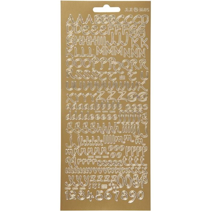 Stickers, bokstäver, ark 10x23 cm, guld, 1 ark