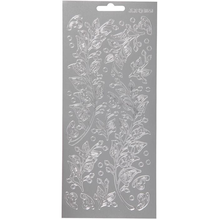 Stickers, blad, 10x23 cm, silver