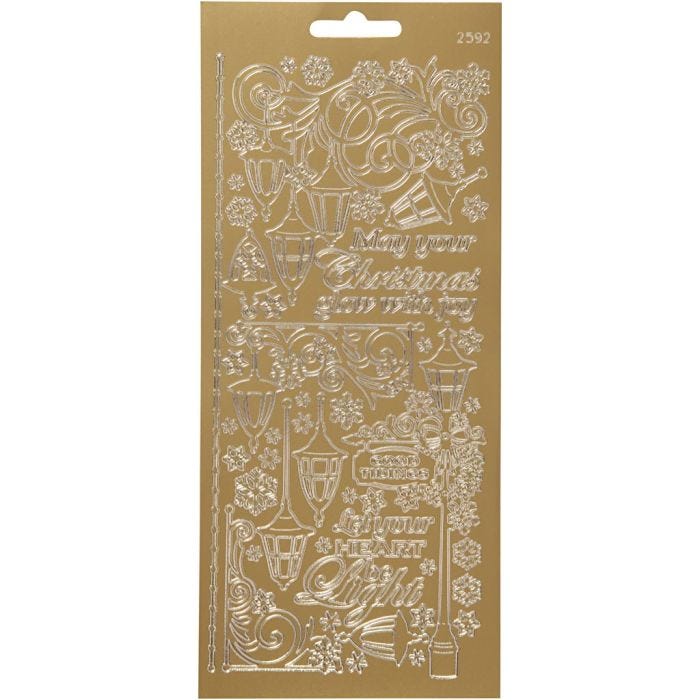 Stickers, lanternor, ark 10x23 cm, guld, 1 ark