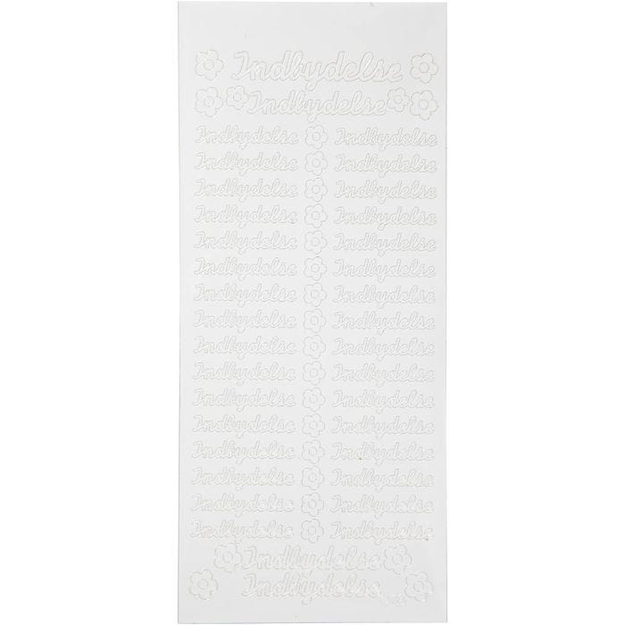 Stickers, indbydelse, ark 10x23 cm, vit, 1 ark
