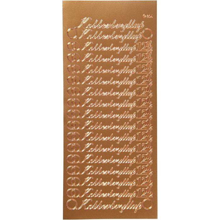 Stickers, kobberbryllup, ark 10x23 cm, koppar, 1 ark