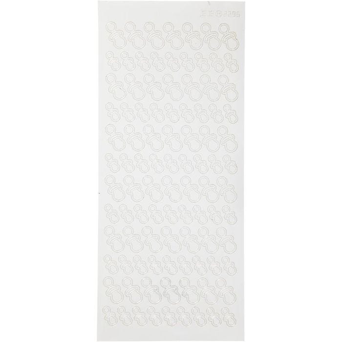 Stickers, nappar, ark 10x23 cm, vit, 1 ark