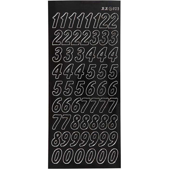 Stickers, stora siffror, ark 10x23 cm, svart, 1 ark