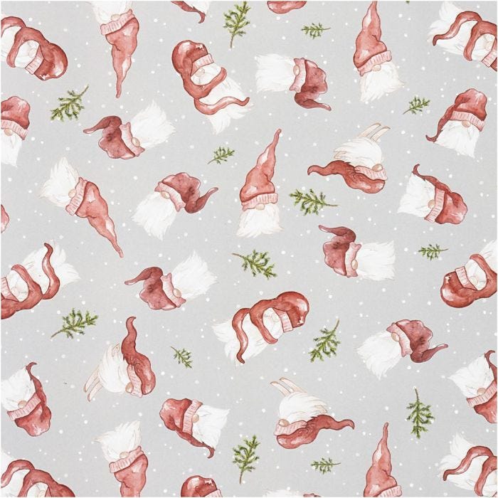 Presentpapper, Jultomte med stor luva, B: 70 cm, 80 g, 2 m/ 1 rl.