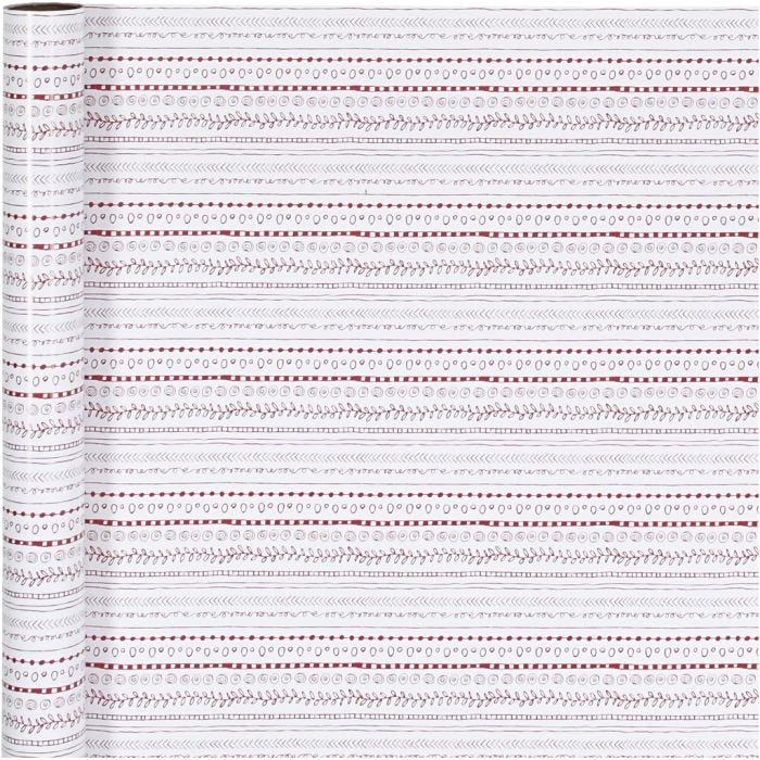 Presentpapper, doodles, B: 70 cm, 80 g, röd, vit