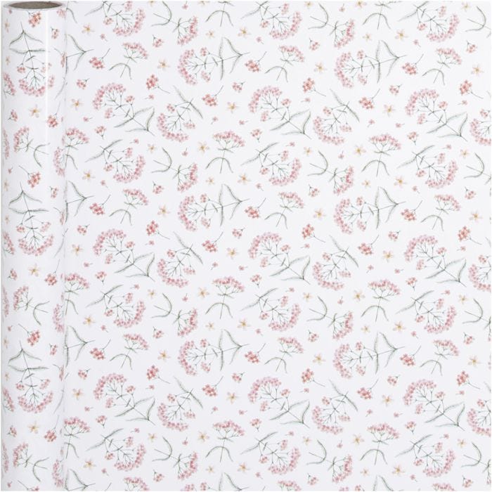 Presentpapper, Blommor, B: 50 cm, 80 g, 5 m/ 1 rl.