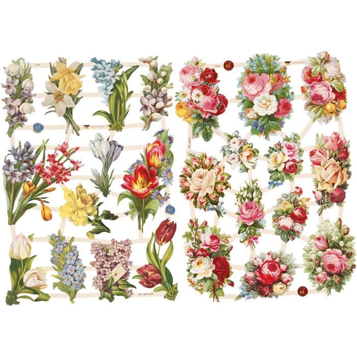 Bokmärken, vårblommor, ark 16,5x23,5 cm, 2 ark/ 1 förp.