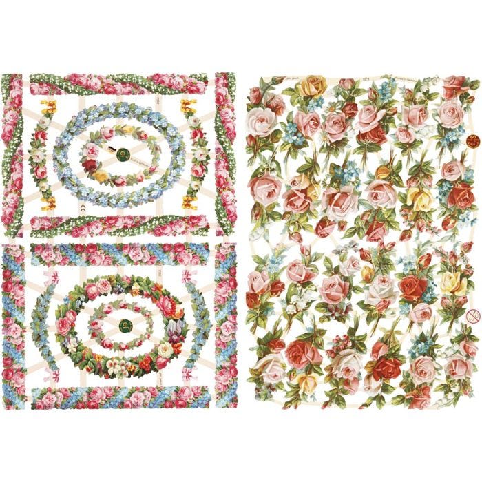Bokmärken, småblommor, ark 16,5x23,5 cm, 2 ark/ 1 förp.