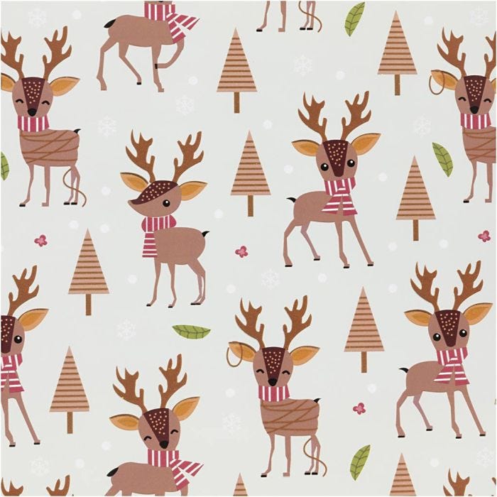 Presentpapper, Bambi, B: 50 cm, 80 g, isblå, 5 m/ 1 rl.