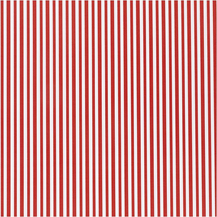 Presentpapper, Ränder, B: 50 cm, 80 g, röd/vit, 5 m/ 1 rl.
