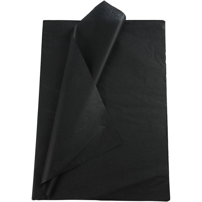 Silkespapper, ark 50x70 cm, 17 g, svart, 10 ark/ 1 förp.