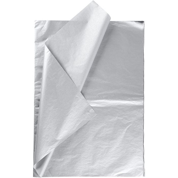 Silkespapper, ark 50x70 cm, 17 g, silver, 6 ark/ 1 förp.