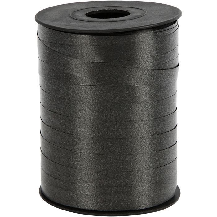 Presentsnöre, B: 10 mm, blank, svart