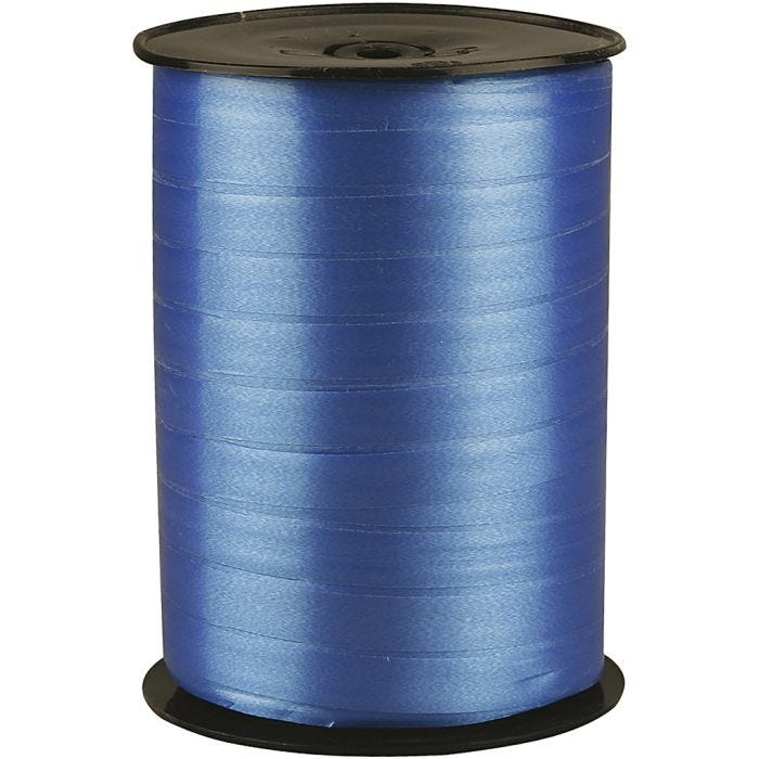 Presentsnöre, B: 10 mm, blank, blå