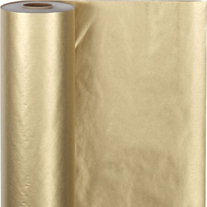 Presentpapper, B: 50 cm, 60 g, guld, 100 m/ 1 rl.