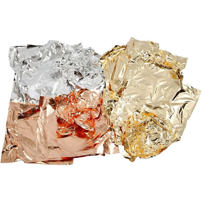 Slagmetall, ark 16x16 cm, koppar, guld, silver, 3x50 ark/ 1 förp.