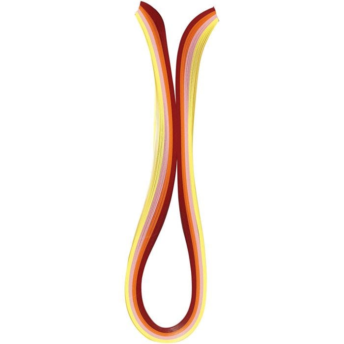 Quilling strimlor, L: 78 cm, B: 5 mm, 120 g, orange, rosa, röd, gul, 100 st./ 1 förp.