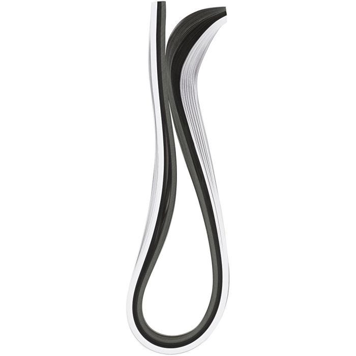 Quilling strimlor, L: 78 cm, B: 5 mm, 120 g, svart, grå, vit