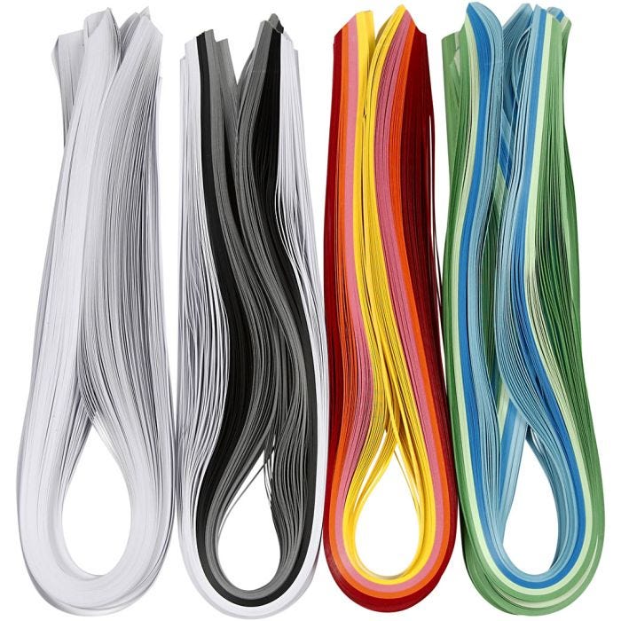 Quilling strimlor, L: 78 cm, B: 5 mm, 120 g, mixade färger, 12x100 st./ 1 förp.
