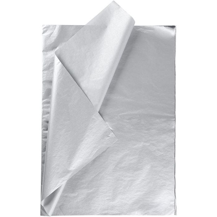 Silkespapper, ark 50x70 cm, 14 g, silver, 25 ark/ 1 förp.