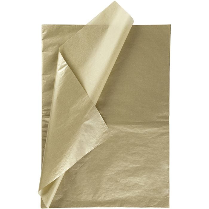 Silkespapper, ark 50x70 cm, 17 g, guld, 25 ark/ 1 förp.