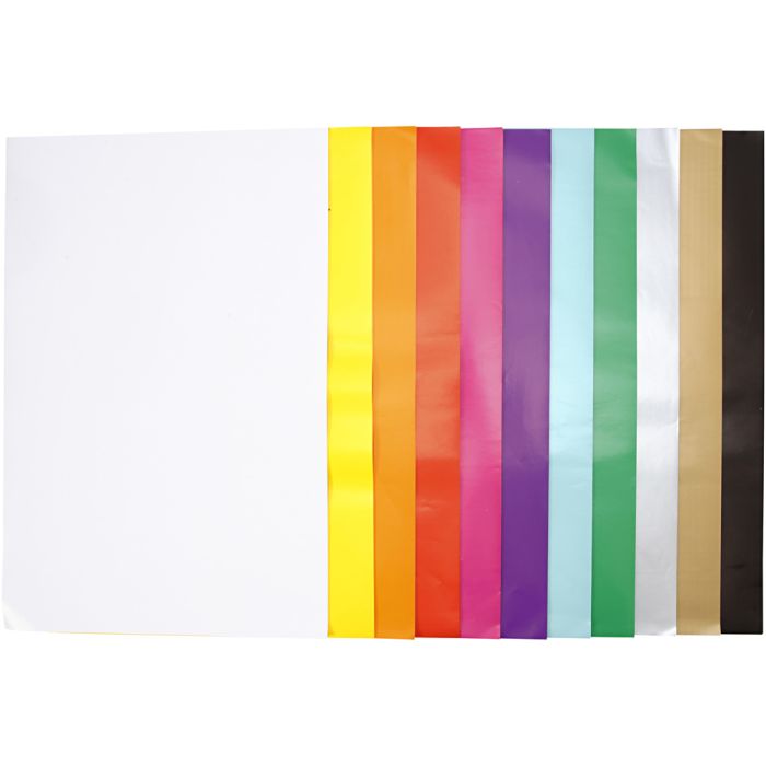 Glanspapper, ark 32x48 cm, 80 g, mixade färger, 11x25 ark/ 1 förp.