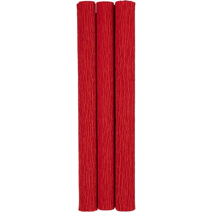 Kräppapper, ark 25x60 cm, Stretchbarhet: 180%, 105 g, röd, 3 ark/ 1 förp.