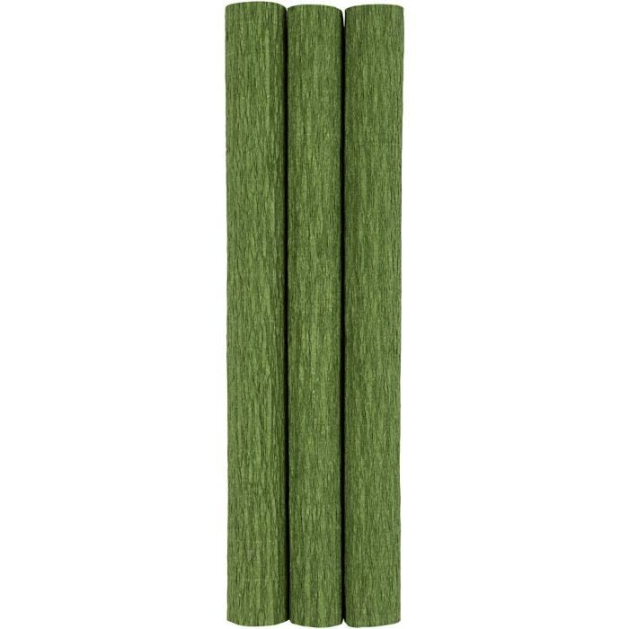 Kräppapper, ark 25x60 cm, Stretchbarhet: 180%, 105 g, lövgrön, 3 ark/ 1 förp.