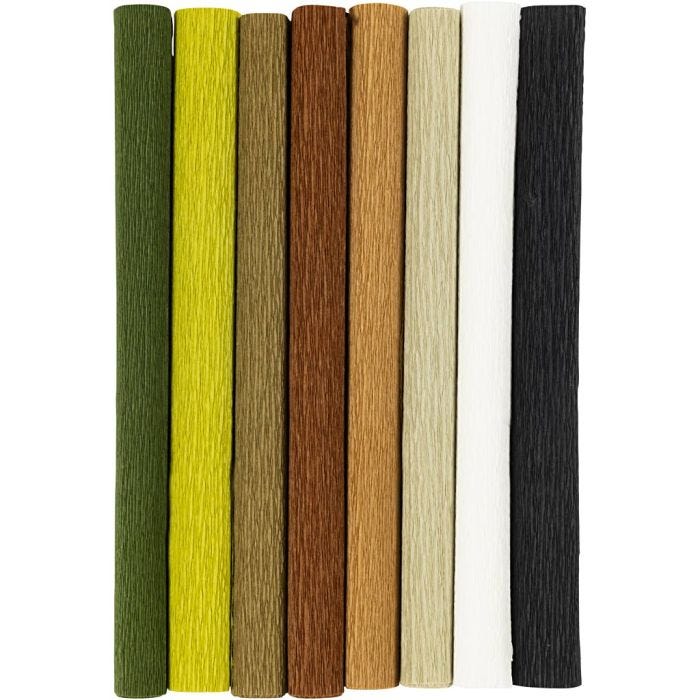 Kräppapper, ark 25x60 cm, Stretchbarhet: 180%, 105 g, natur, 8 ark/ 1 förp.
