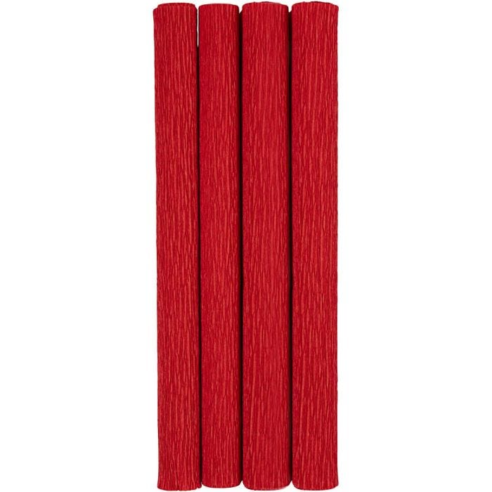 Kräppapper, ark 25x60 cm, Stretchbarhet: 180%, 105 g, röd, 4 ark/ 1 förp.