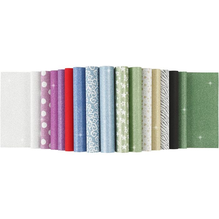 Glitterpapper i block, A4, ark 210x297 mm, 150 g, 30 ark/ 1 st.