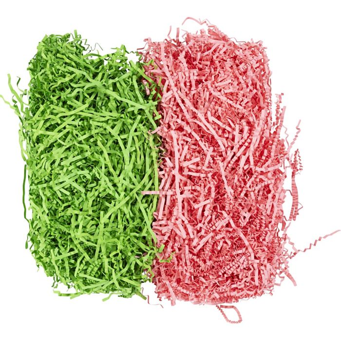 Pappersstrimlor, L: 25-30 cm, B: 3 mm, mörkgrön, rosa, 2x50 g/ 1 förp.