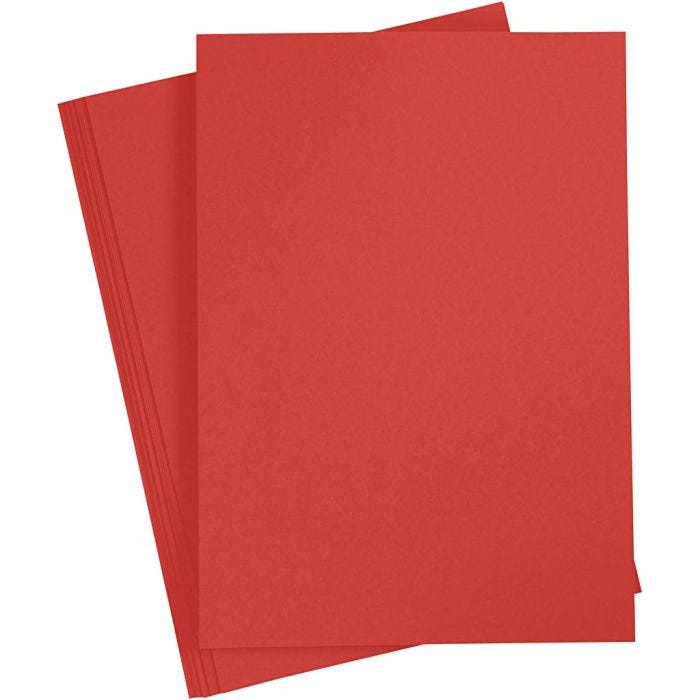 Färgad Kartong, A4, ark 210x297 mm, 180 g, röd, 20 ark/ 1 förp.