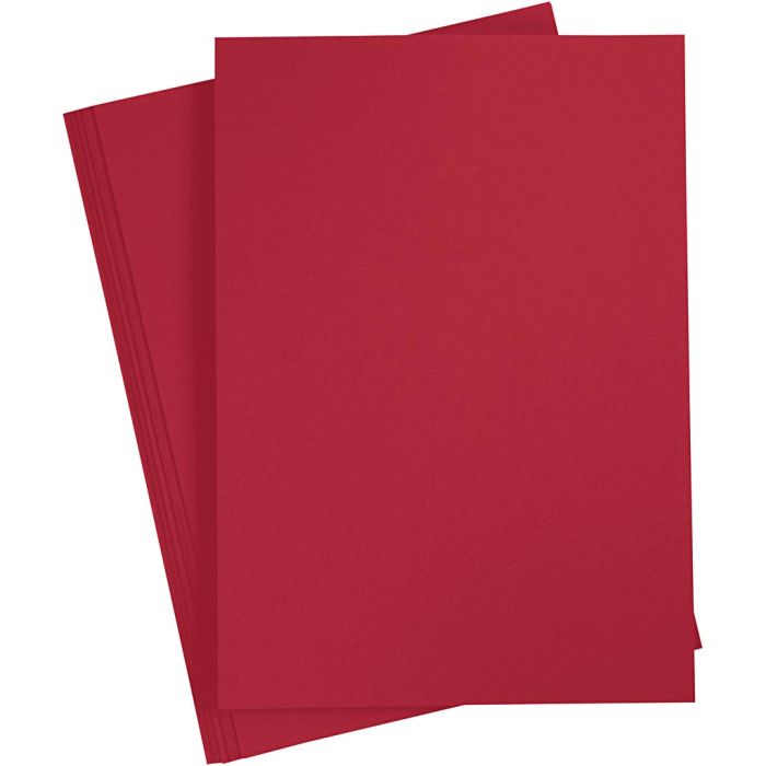 Färgad Kartong, A4, ark 210x297 mm, 180 g, julröd, 20 ark/ 1 förp.