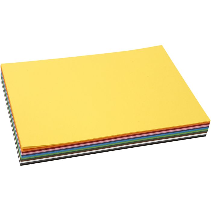 Creativ kartong, A4, ark 210x297 mm, 180 g, mixade färger, 12x10 ark/ 1 förp.
