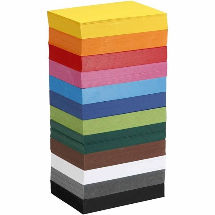 Creativ kartong, A6, ark 105x148 mm, 180 g, mixade färger, 12x100 ark/ 1 förp.