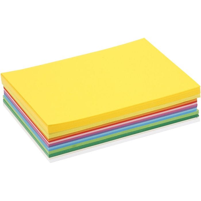 Vårkartong, A5, ark 148x210 mm, 180 g, mixade färger, 300 mix. ark/ 1 förp.